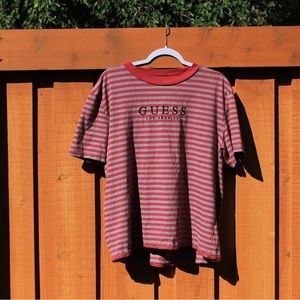 Guess LA stripped shirt red and grey